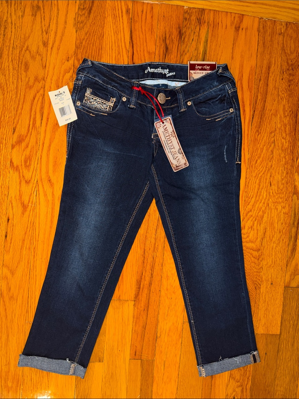Amethyst Jeans Dark Blue Cropped Low-Rise Jeans